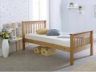 3ft Single Pine Wood Waxed Bed Frame,Bedstead. High Head End, High Foot End Shaker